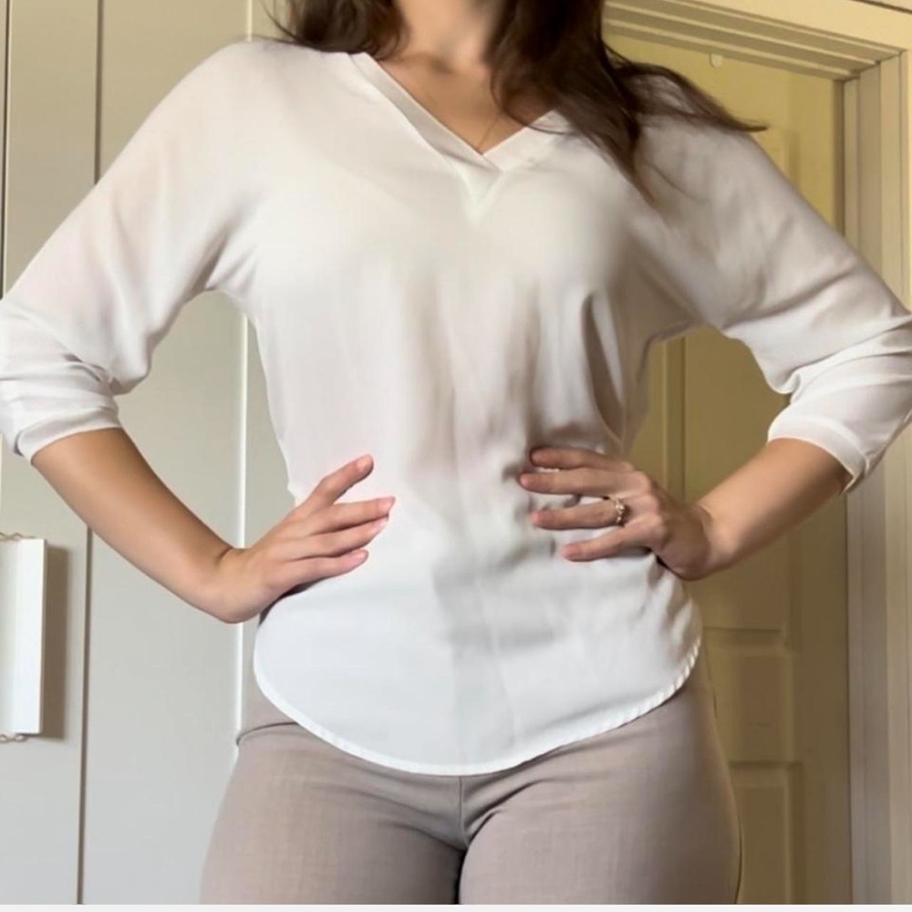 Dynamite White V-Neck Blouse